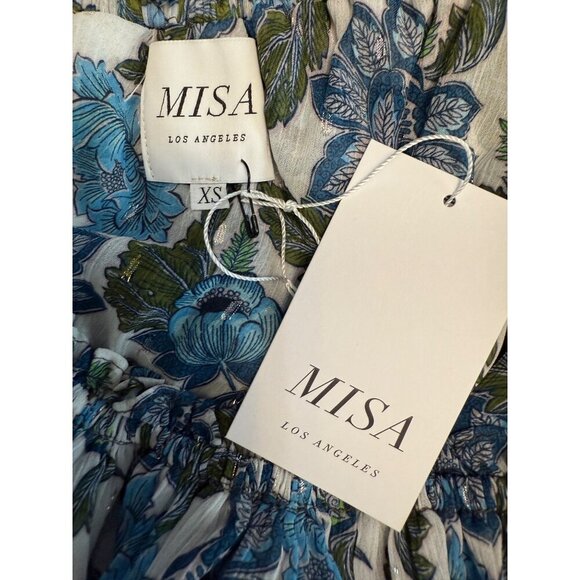 Misa Los Angeles Vola Dress Blue Floral Azulia One-Shoulder‎ Ruffled Size XS - Picture 5 of 10